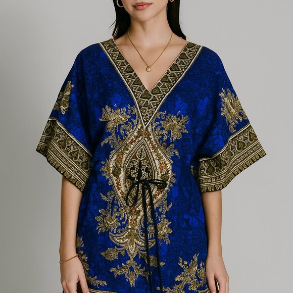 NEW Royal Blue Tunic Top Loose Fit Vneck - Picture 1 of 6